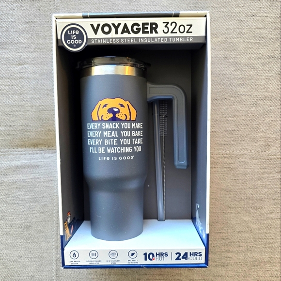 Life is Good Voyager 32oz Gray Tumbler Set with Straw and Brush - Picture 1 of 6